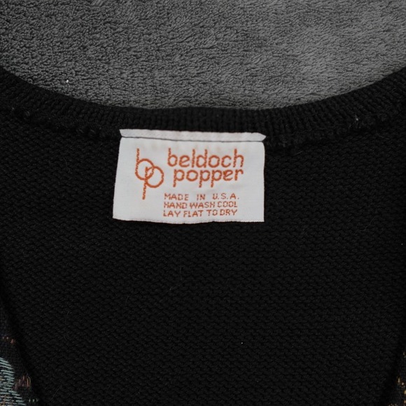 Beldoch Popper Floral Jacquard Vest Womens Medium Black Button Front Grannycore - Picture 3 of 9